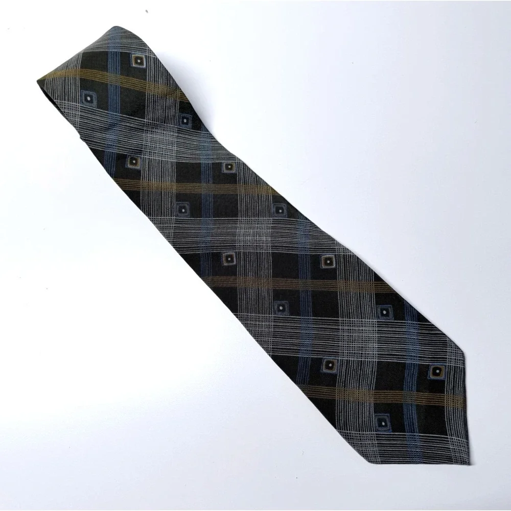 Structure Plaid Geometric Necktie Dark Academia Retro Mod Office Core Tie‎ USA